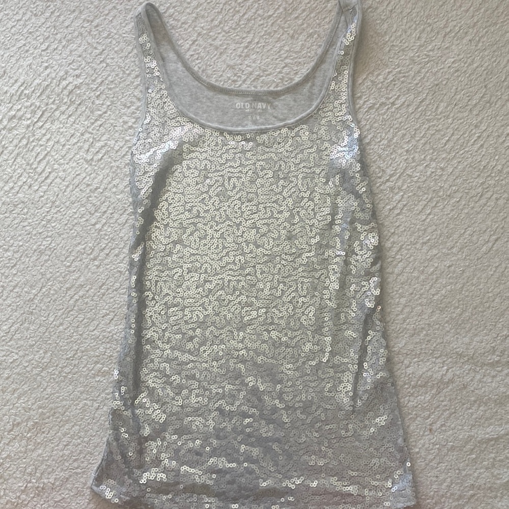 Silver and Gray sequin women’s size medium tank top